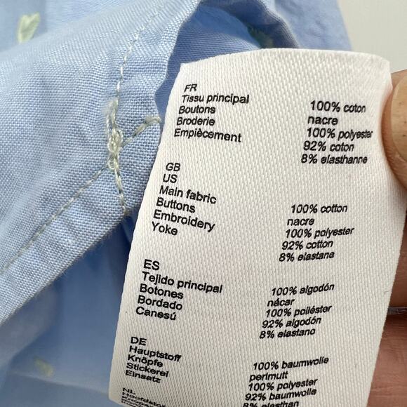 Maje Off-Shoulder Heart Pattern Pop Over  Poplin Blouse Women's S Blue White - Picture 8 of 11